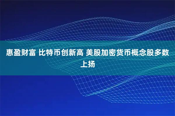 惠盈财富 比特币创新高 美股加密货币概念股多数上扬